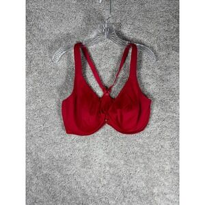 DELIMIRA Red Front Close Bra W431X 38E Full Coverage Underwire Gold Clasp